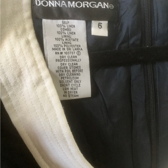 VINTAGE DONNA MORGAN navy blue with white trim dress. Size 6 - Picture 4 of 8